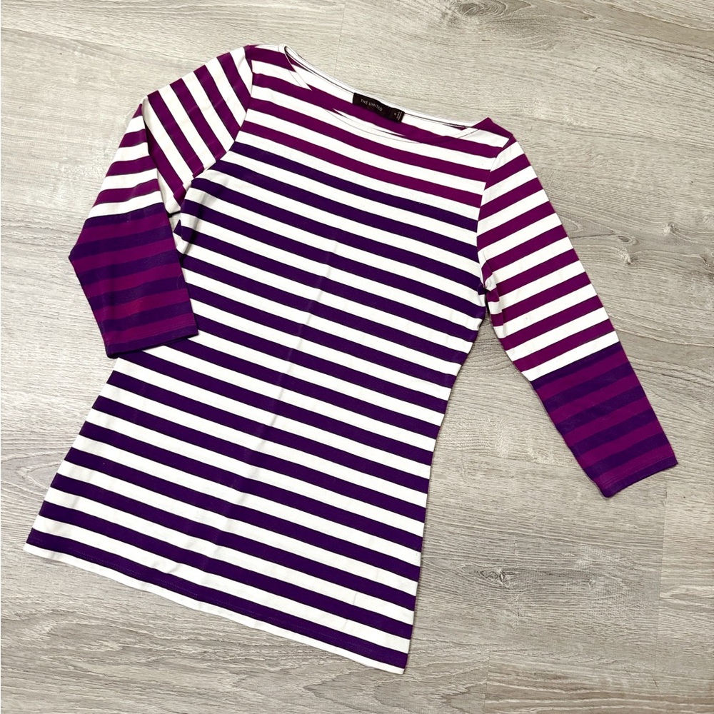 •THE LIMITED• STRIPED 3/4 SLEEVE TOP